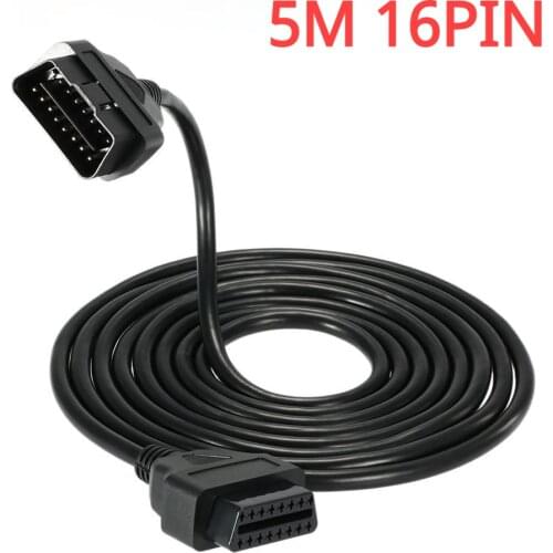 5M 16PIN ODB2 Elm327 Extension Cable Male to Female Connector OBD 2 II EML 327 Adapter Diagnostic Tool