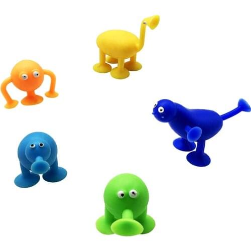 5Pcs/Set Mini Sucker Suction Cup Dolls Marine Land Strange Animal Cupule Sucker Cup kid Action Toy Capsule Model Puppets Figures