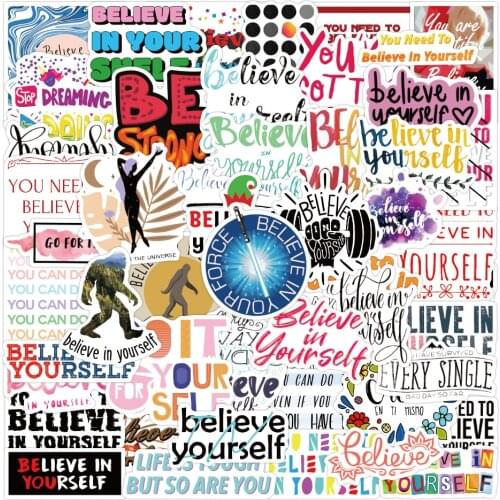 50pcs Motivational Phrases Sticker Inspirational Believe In Yourself DIY Laptop Phone Study Room Scrapbooking Graffiti Decal