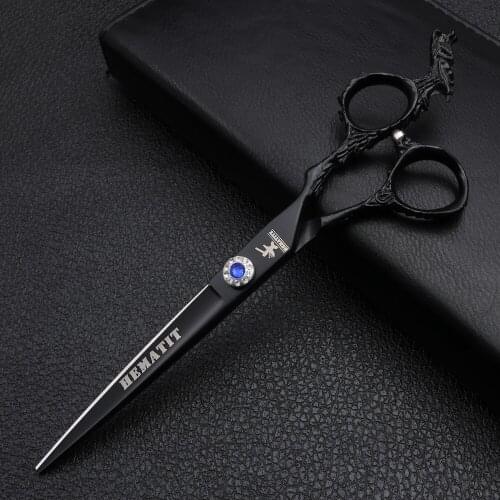 7 inch black barber cutting scissors Japan 440C high quality barber shop hair scissors