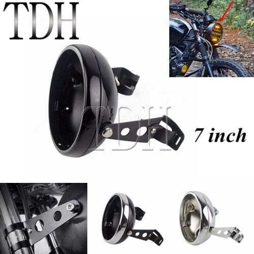 7 INCH Motorcycle Headlight Cover Black For Harley Custom LED Headlight Housing Mount Bracket Universal Bucket Shell Lighthouse