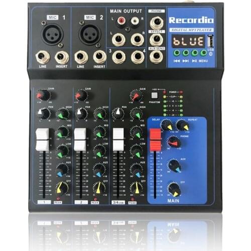 GAX-UF4 USB interface 4 channels Mini audio Mixer perfect for home karaoke