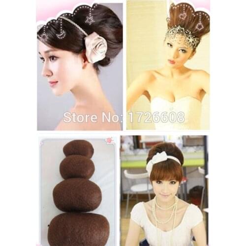 Custom made Round & Long bun Chignon put on synthetic stuffing hair paddings Women Buns for prom wedding bridal hair accessories