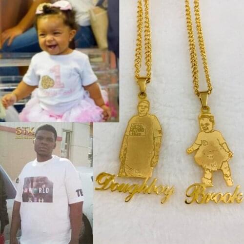 Stainless Steel Custom Personalized Necklace on neck 3 Colors Photo Name Free Engrave Necklaces For Women Men Jewelry Gift