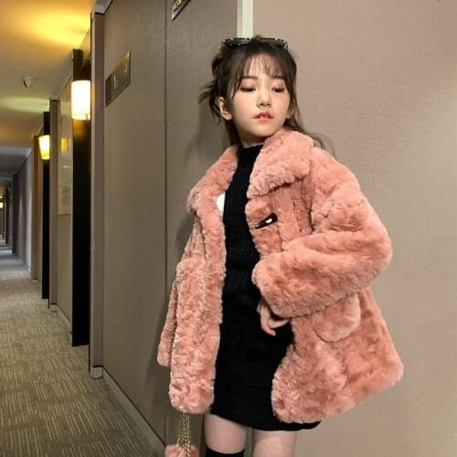 2021 new baby girl boy kids winter Cashmere fake fur coat fashion children down clothes outfit