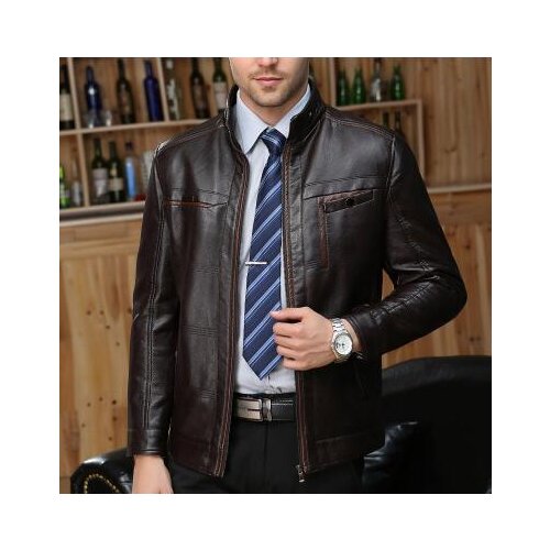 New arrival mens leather clothing water washed leather motorcycle leather jacket men jaqueta de couro masculino stand collar