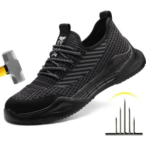 New Men Work Safety Shoes with Steel Toe Cap Indestructible Shoes Lightweight Industry Boots Puncture-Proof Working Sneakers