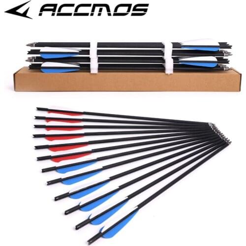 Hunting Archery Bolts 16/17/18/20/22inch Multiple Color Vanes Crossbow Carbon Arrow For Compound/Recurve Bow Archery Shooting