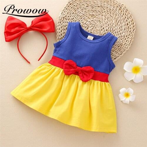 Prowow Baby Girls Princess Dress Patchwork Kids Clothes + Headdress Set Sweet Childrens Clothing Party Toddlers Girls Outfits