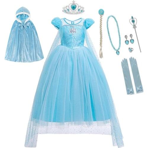 Snow Queen Girls Dress Princess Costume Halloween Carnival Birthday Party Children Dress Up Kids Dresses For Girls Clothing