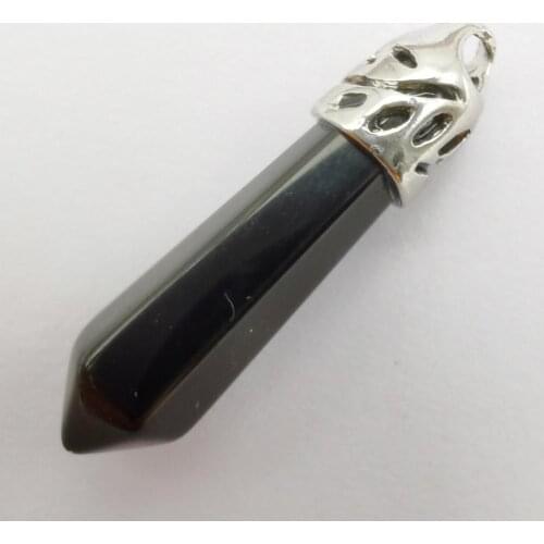 8x38MM Black Carnelian Stone GEM Pillar Pendant Jewelry For Woman Gift Pendulum S219