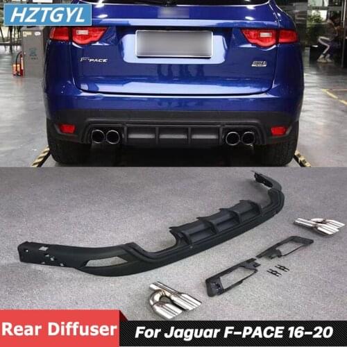 PP Or Carbon Fiber Rear Bumper Lip Diffuser With Exhaust Pipes For Jaguar F-PACE Car Tuning 2016-2020