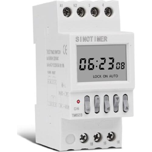 220V Programmable Time Switch with Latitude Display DIN Rail Timer Relay Controller for Home Appliance Street Light 16A