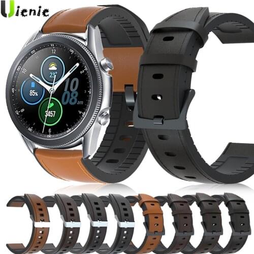For Samsung galaxy watch 3 45mm 41mm Genuine Leather Band Silicone Bracelet Watchbands 20mm 22mm Watch Strap ремешок