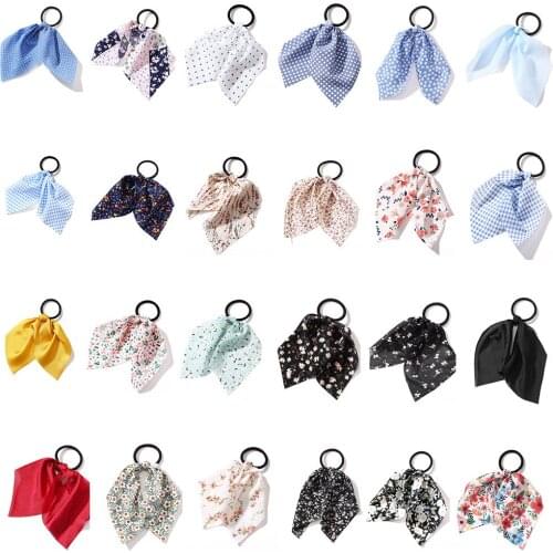 Korean Floral Chiffon Bow Hair Ring Women Elastic Hair Rubber Band Ponytail Holder Ties For Girls Sweet Cute Hair Accessories