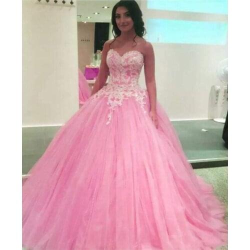 Pink Quinceanera Dresses 2020 Lace Appliques Off Shoulder Beaded Sweet 16 Dresses Ball Gown Birthday Party Prom Gowns Pageant