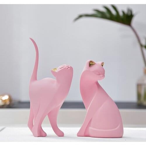 Nordic Ins Cute Resin Cat Kitten Ornaments Modern Creative Cafe Bar Desktop Animal Figurines Home Furnishing Decoration Crafts