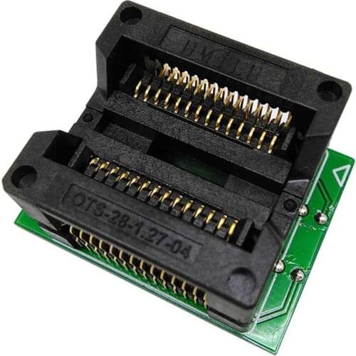 SOP28 SOIC28 SO28 to DIP28 Pitch 1.27mm IC Body Width 7.5mm 300mil OTS-28-1.27-04 IC test socket with ZIF adapter fits pic16f628