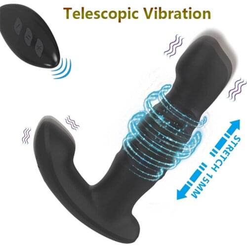 Remote Control Telescopic Dildo Vibrator Anal Plug Vibrating Prostate Massager Sex Toys for Men Gay Butt Plug Erotic Anal Sex 18