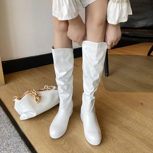YQBTDL Winter Fashion Princess Hidden High Heel White Black Riding Boots Female Knight Long Knee High Womens Boots Dance Shoes