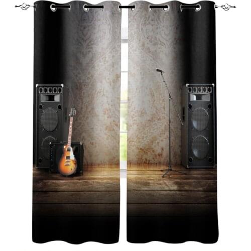 Music Stage Musical Instrument Window Curtains Window Blinds Living Room Decor Bedroom Kids Curtain Panels With Grommets