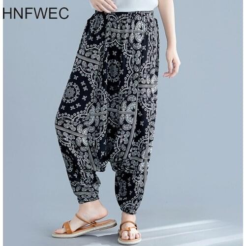 2020 Summer New Women Pants Wild Casual Cotton Print Ladies Pants Elastic Waist Fashion Pants Female V927