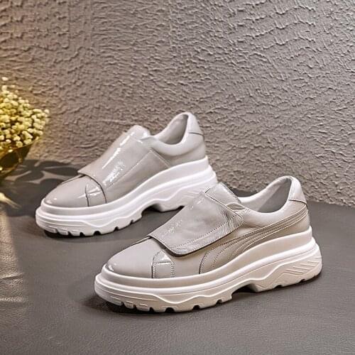 Mezereon Med Bottom Creepers Real Leather Women Platform Shoes Round Toe Women Flats Vulcanized Shoes Ladies Quality Footwear