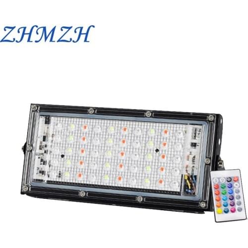 ZHMZH RGB LED Flood Lights Wireless Remote Control COB Chip LED Outdoor Lamps Waterproof Landscape Lamp Dimmable Street Lamp