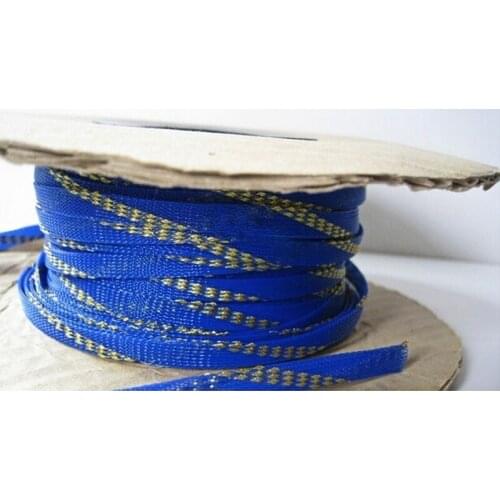 Audio Shockproof Net 10Meter Braided Cable 6-10mm Wiring Harness Loom Protection/Sleeving - Blue/Gold for DIY Cable