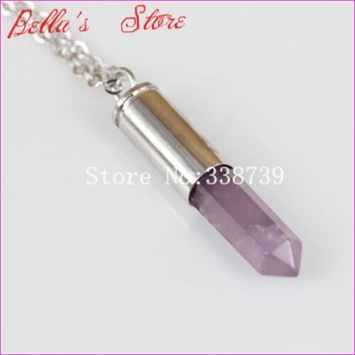 10pcs Natural CRYSTAL Gems Point Bullet Necklace Silver Plated Casing Pendant Drusy Quartz Druzy Stone Pendant Necklace