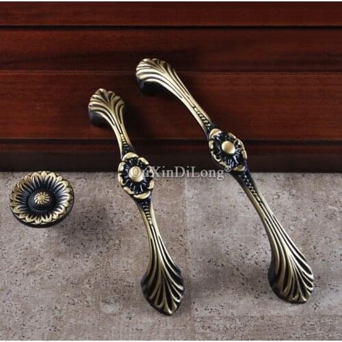 10PCS Retro Vintage European Solid Brass Kitchen Cabinet Door Handles Cupboard Wardrobe Drawer Wine Cabinet Pulls Handles&Knobs