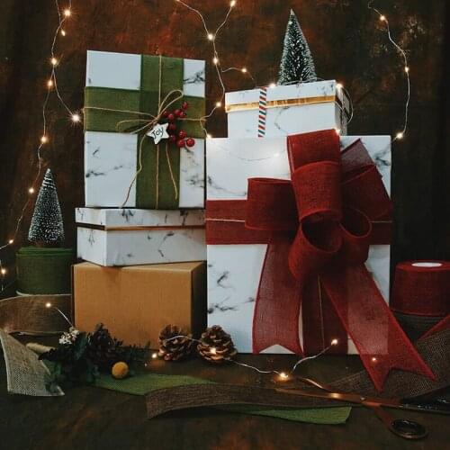 3m/roll 60mm Width Colorful Burlap Wired Ribbon Rolls DIY Christmas Material Wedding Crafts Decoration Party Decor