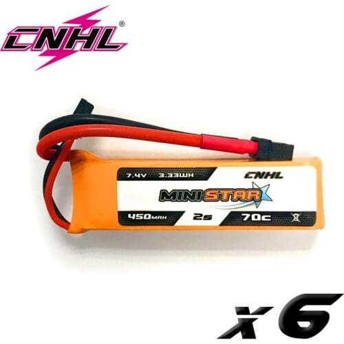 8UNITS CNHL MiniStar 450mAh 7.4V 2S 70C Lipo Battery For FPV With XT30 Plug