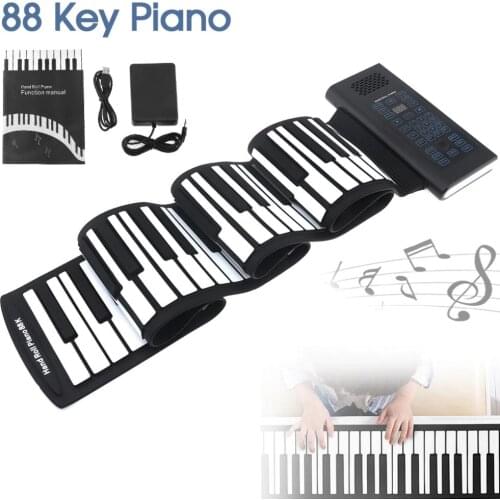88 Keys USB MIDI Output Roll Up Piano Rechargeable Electronic Silicone Flexible Keyboard Organ Built-in Speaker