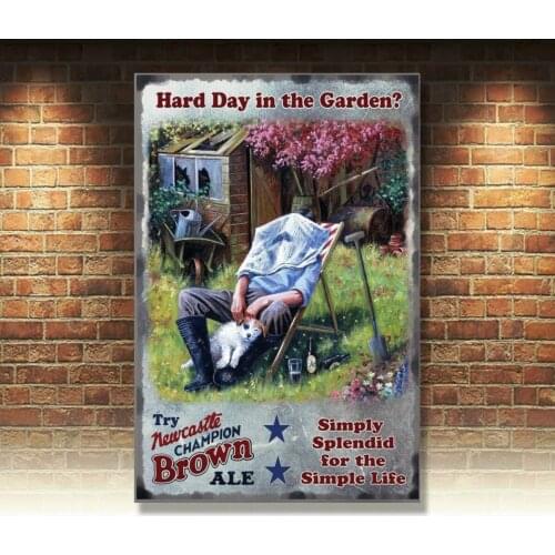 Newcastle Brown Ale, Garden Dad, Vintage Pub Beer, Large Metal Tin Sign, Picture