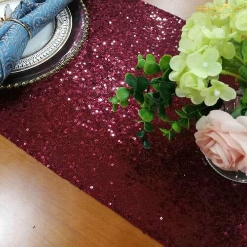 Shiny Beauty 30*275cm Burgundy Sequin Table Runners Of WeddingPolyester/Nylon Fabric Hotel Tablecloth Decoration Banquet-0115C