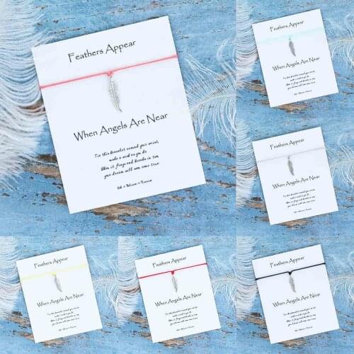 Angel Feather Bracelet Feather Charms Feather Pendants Bracelet Red String Adjustable Bracelets Friendship Gift