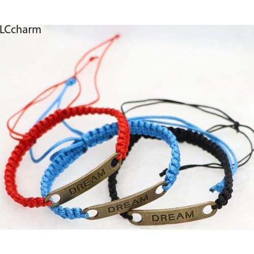 Fashion Handmade Letters Dream Charms Bracelets For Women Men Red Rope Braided Adjustable Bracelet Wrist Bracelets Jewelry