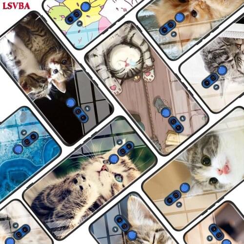 Black Cover Sleeping Kitten Cat for Huawei Mate 30 20 20X 10 Lite Y9 Y7 Y6 Y5 Pro Prime Lite 2019 2018 Phone Case