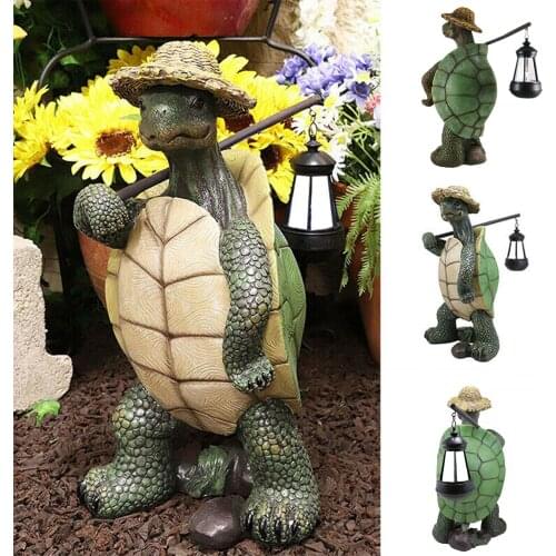 Tortoise Resin Decoration Lantern Yard Art Sculpture Waterproof Outdoor Statue Ornament
