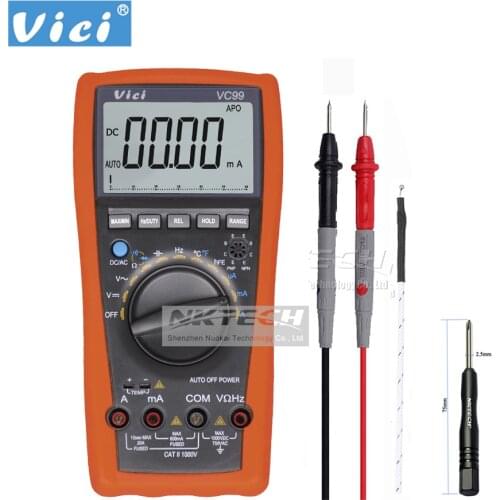 VICI Digital Multimeter VC99 3 6/7 Voltmeter Ammeter Temperature AC DC Volt Amp OHM Capacitance Hz Test Thermocouple Analog Bar
