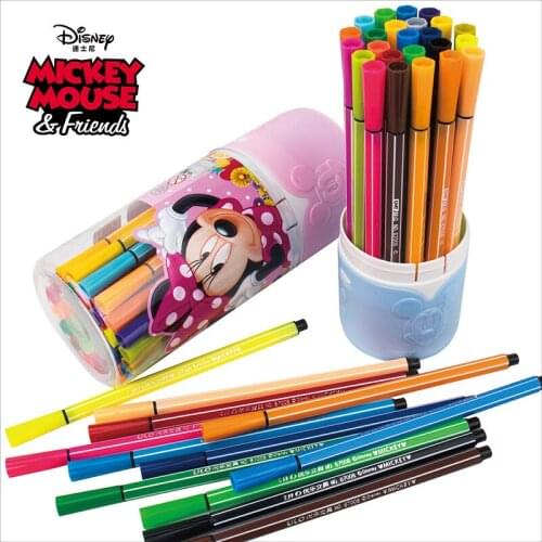 Disney childrens Minnie Mickey 12/36 color barreled watercolor pens high volume student brushes art supplies graffiti pens