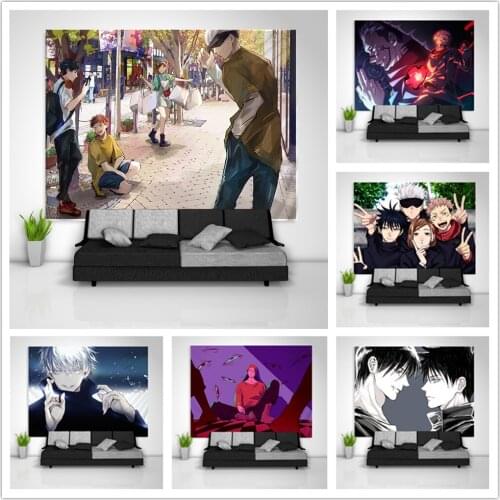 Jujutsu Kaisen Itadori Yuuji Fushigura Megumi Satoru Gojou Tapestry Art Wall Hanging Sofa Table Bed Cover Home Decor Dorm Gift