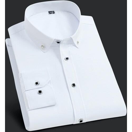 Quality Good Diamond Button Party Formal Plaid Dress Shirts Men Long Sleeve Shirt Turn Down Slim Fit Casual Camisa Masculina