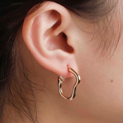 Kinitial Fashion Simulated Pearl Irregular Earrings For Women Punk Geometric Piercing Femme Pendientes Statement Earring Jewelry