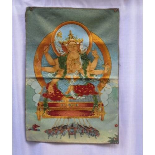 Collectible Traditional Tibetan Buddhism in Nepal Thangka of Buddha paintings ,Big size Buddhism silk brocade painting p002674