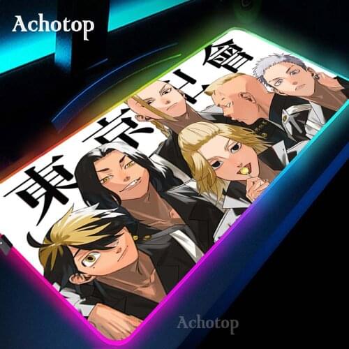 Tokyo Revengers RGB Large Gaming Mouse Pad Anime Mousepad Rubber Desk Mat Computer Pad Keyboard Mouse Mat Laptop Notebook Pad