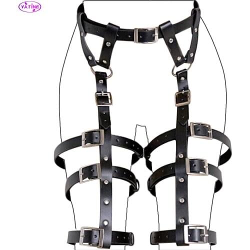 Leather Puttee leggings Sexy Clothes Underwear Bondage Set Sex Toys for Adults Women Men Harness Strapon Games Erotic Products