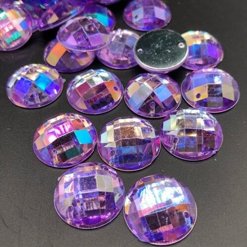 Inyajay Quality Sewing Crystal AB Round Flatback Rhinestones Sew On Stones Glass For Dresses Clothes Strass Craft Jewelry 20pcs