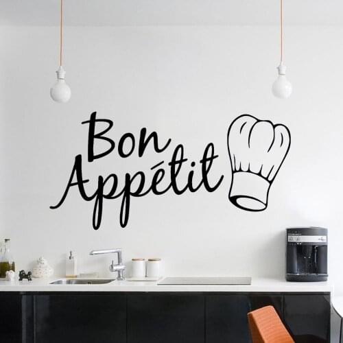 Kitchen Bon Appetit Chef Hat Warning Sign Wall Art Decal Kitchen Sticker For Home Kitchen Decoration Removable A002755